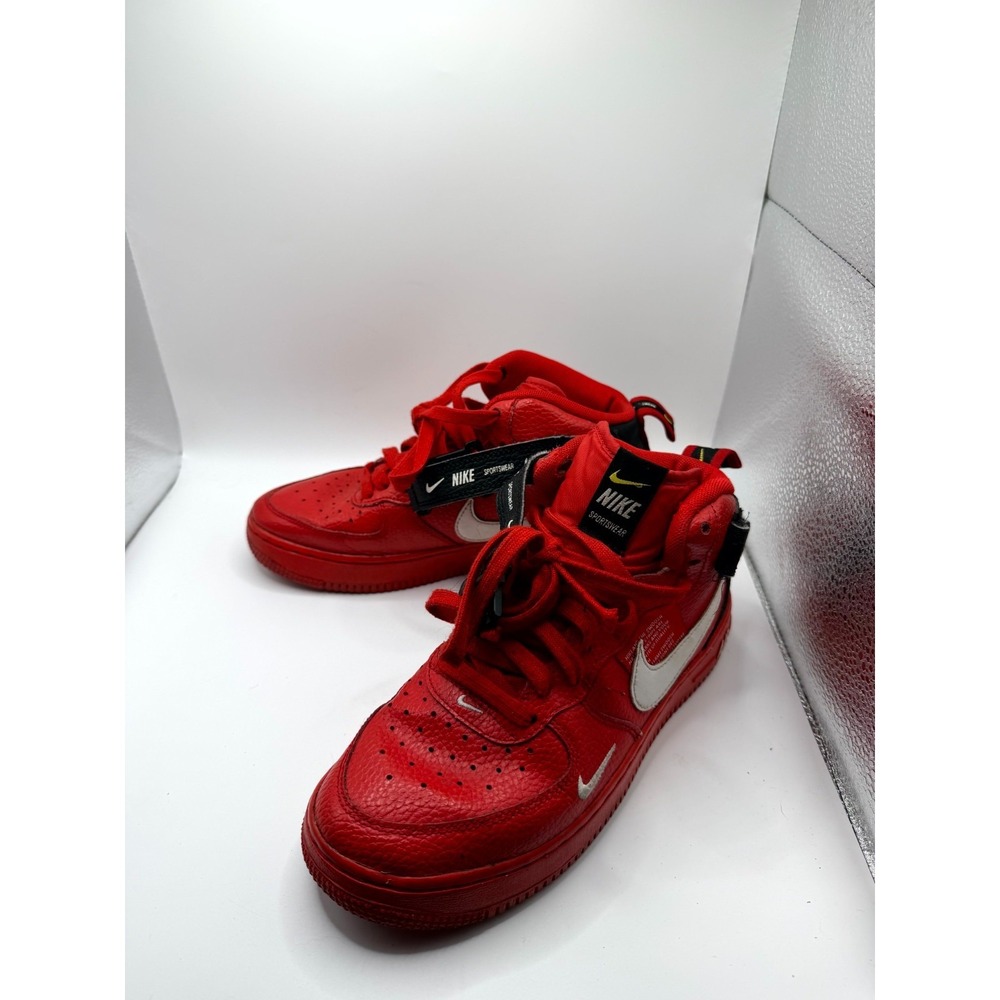 Nike Air Force 1 Mid LV8 GS AV3803-600 Kid 5 Sneaker University Red Leather Shoe